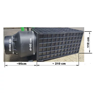 305 cm magas mászható vízóraakna, fedéllel, csatlakozókkal;