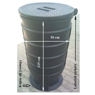 DN 500  125 cm magas, nem mászható vízóraakna - vízmérőakna DN 500  125 cm magas, nem mászható vízóraakna - vízmérőakna