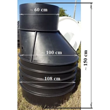 DN 1000/1500-as műanyag vízóraakna lépésálló tetővel gumicsatlakozókkal