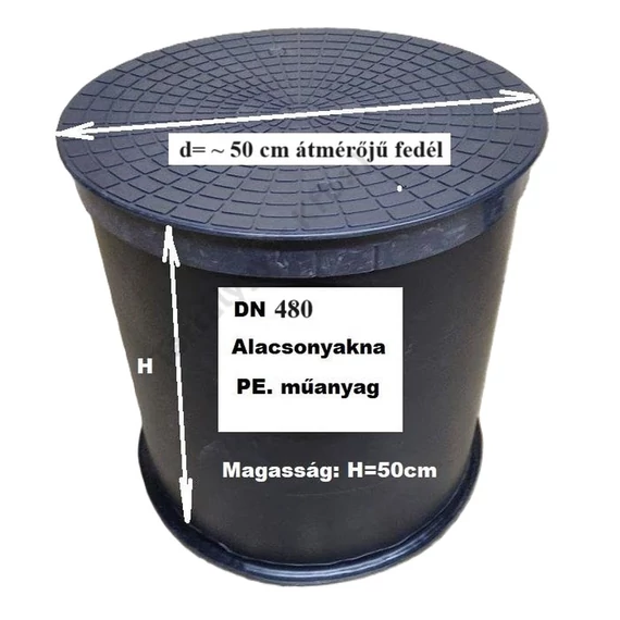 DN 480 , szivattyú-, szerelőakna 50 cm magas, fedéllel;