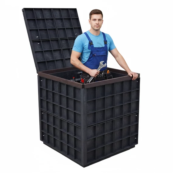 Mászható vízóraakna, szögletes, 1 m x 1m -es nyílással!